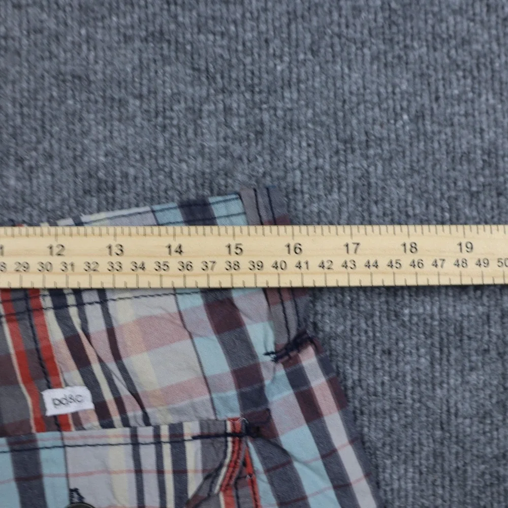 PD&C Shorts Mens 33 Multicolor Plaid Cargo Regular Fit 100% Cotton